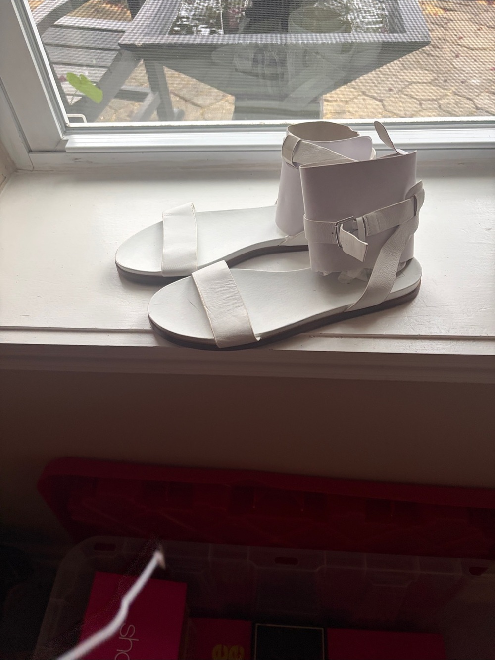 White Ankle-Strap Flat Sandals - GAP size 9